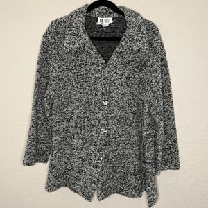 Maggie Sweet Womens 2X Black Speckled Knit Sweater Artsy Lagenlook Cozy Layering